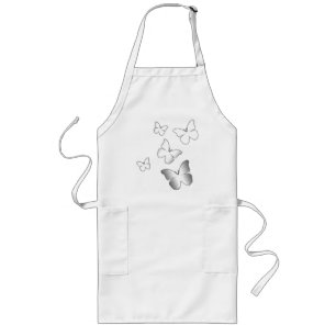 5 White Butterflies Long Apron