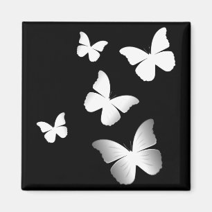 5 White Butterflies Magnet