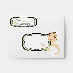 5 ¾”x4 3/8” Envelopes - Green Damask Spa Massage