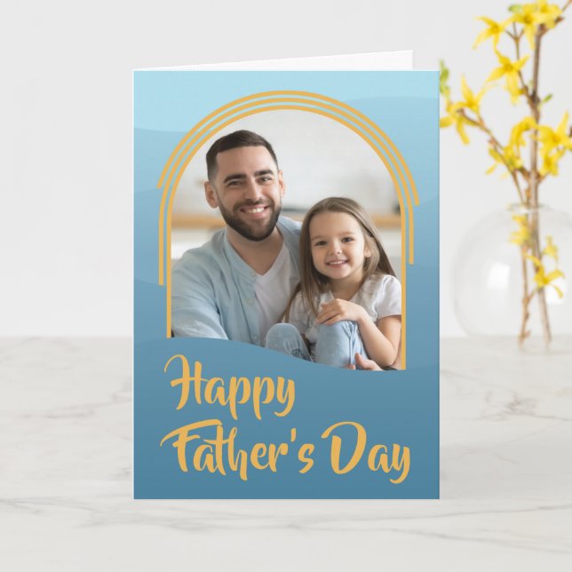5"x7" Father's Day Card with Blue Waves and Arches (Yellow Flower)