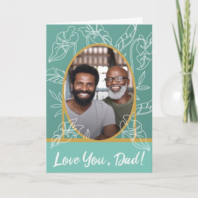 5"x7" Father's Day Card with Modern Leaf Designs (Front)