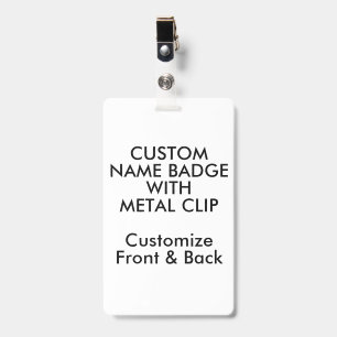 5" x 3" Custom Name Badge & Metal Clip Blank