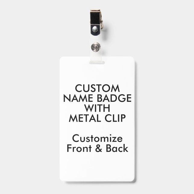 5" x 3" Custom Name Badge & Metal Clip Blank (Front with Clip)