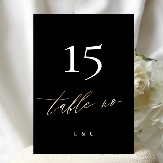 5 x 7 Black Gold Calligraphy Wedding Table Number (Creator Uploaded)