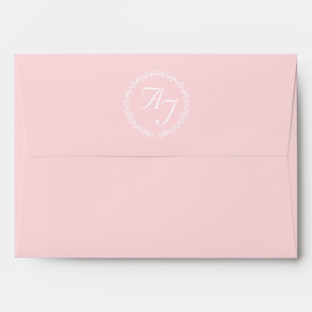 5 x 7 Blush Pink Mailing Envelopes with Monogram (Back (Top Flap))