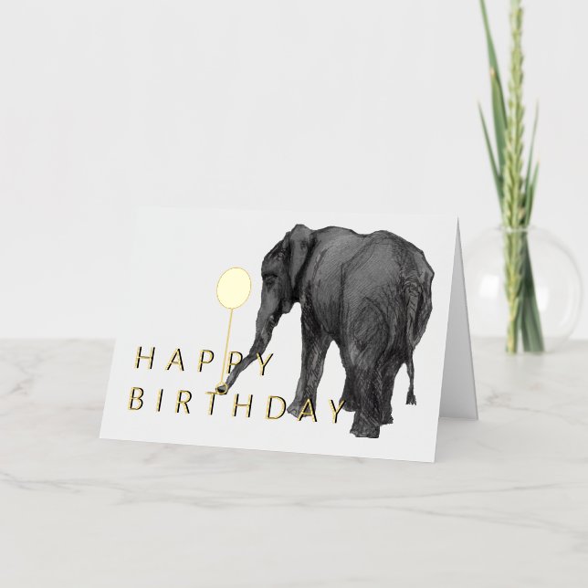 5 X 7 Carte d'anniversaire d'éléphant (Recto)