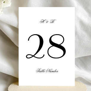 5 x 7 Classic Blanc & Noir Numéro de table Mariage