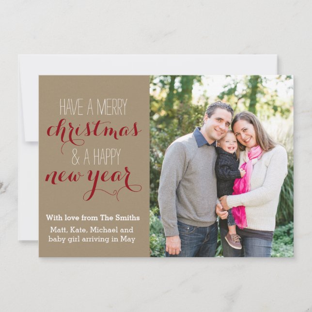 5 x 7 Crafty Christmas Holiday Photo Card (Front)