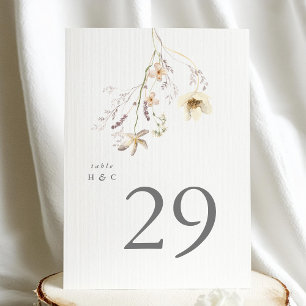 5 x 7 Elegant Spring Wildflower Table Numbers
