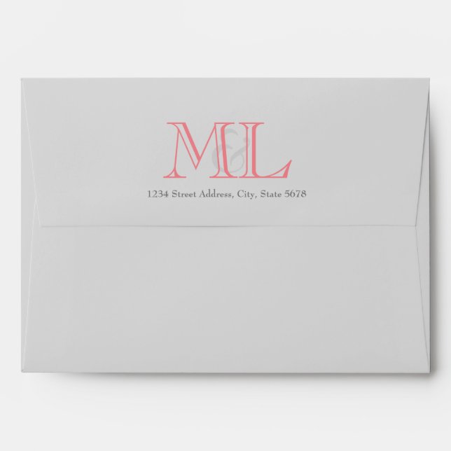 5 x 7 Grey Mailing Envelopes with Monogram (Back (Top Flap))