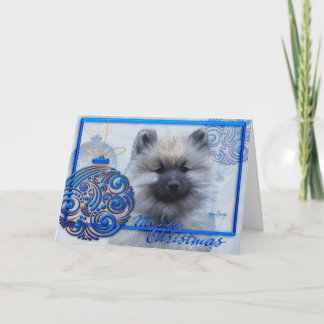 5 x 7 Holiday Ornament Keeshond Christmas card
