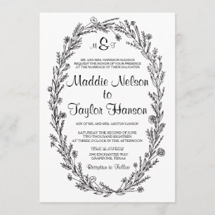 5 x 7 Kraft Wreath Wedding Invitation