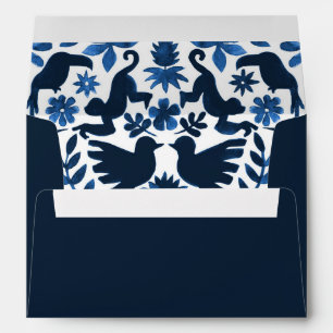5 x 7 Mexican Otomi Theme Address Envelopes - Navy