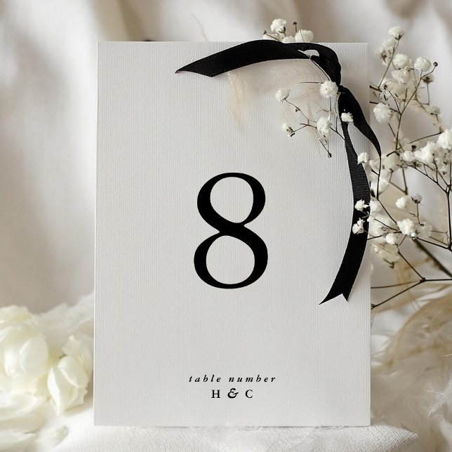 5 x 7 Noir Simple Moderne Mariage Numéros de table (Créateur téléchargé)