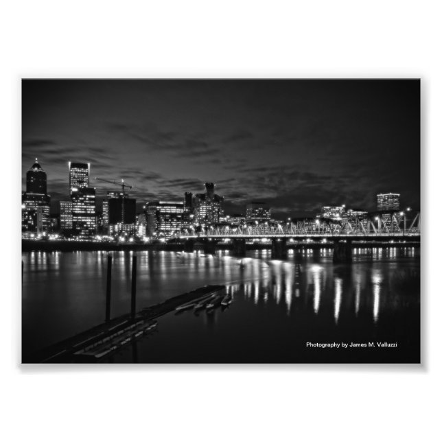 5 x 7 Portland Skyline at Night #2 Photo Print (Front)