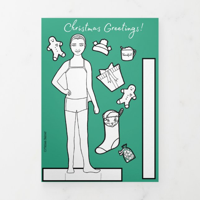 5" x 7" Trifold Christmas Paper Doll Card #1 (Cover)