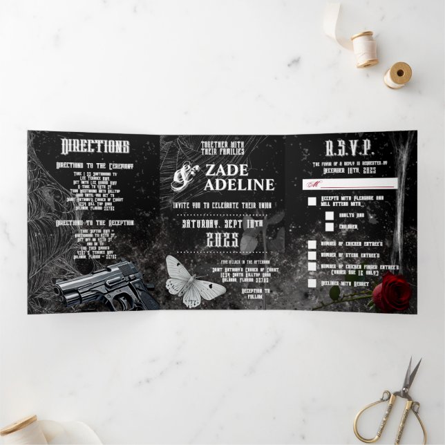 5 x 7 Triplé Faire-part de mariage Hauning Adeline (Intérieur)