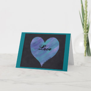 5 x 7 Valentine's Day Card Blue/Pink/Purple Heart