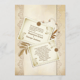 5" x 7" Vintage Elegant Grunge Wedding Invitatio Invitation