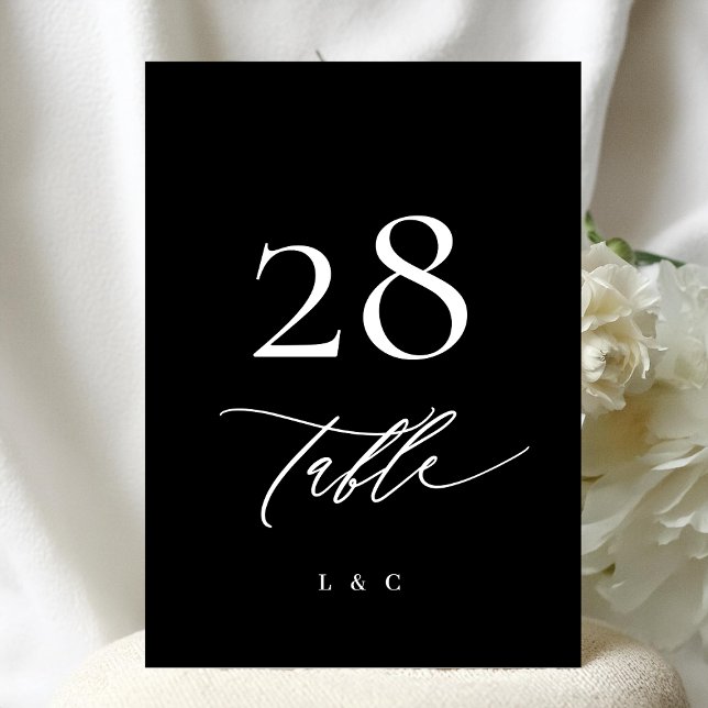 5 x 7 White Black Modern Wedding Table Numbers (Creator Uploaded)