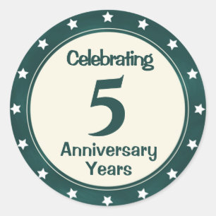 5 Year Anniversary Classic Round Sticker