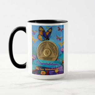 5 Year CUSTOM NAME AA Butterflies Flowers Mug