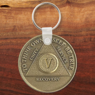5 Year CUSTOM NAME Sober Medallion Keychain