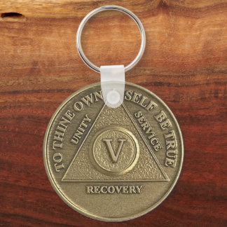 5 Year CUSTOM NAME Sober Medallion Keychain