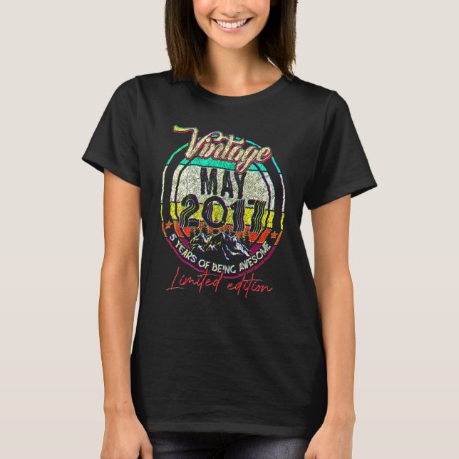5 Year Of Being Awesome 5 Birthday  May 2017 T-Shirt (Front)
