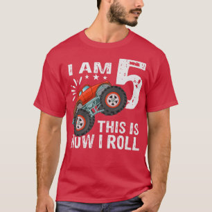 5 Year Old 5th Birthday Boys Monster Truck Car  T-Shirt