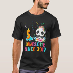 5 Year Old Awesome since 2017 5th Birthday Panda U T-Shirt