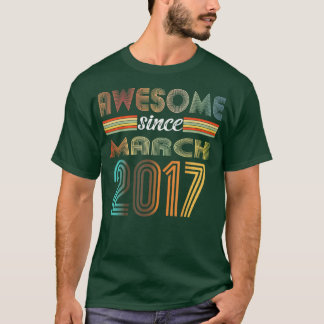 5 Year Old Awesome Since March 2017 5th Birthday T-Shirt