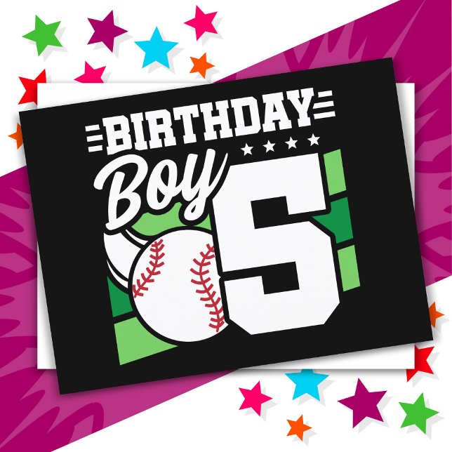 5 Year Old Baseball Party Theme 5th Birthday Boy Postcard (Creator Uploaded)