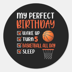 5 Year Old Basketball Birthday Party 5th Boy Bday  Classic Round Sticker