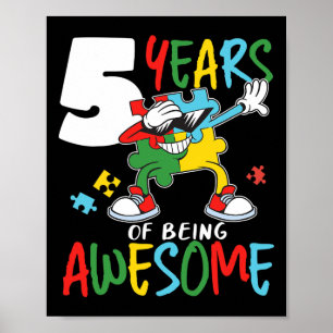 5 Year Old Birthday Autistic Boy Girl Autism Aware Poster