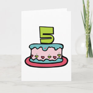 5 Year Old Birthday Cake Card