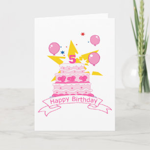 5 Year Old Birthday Cake Card
