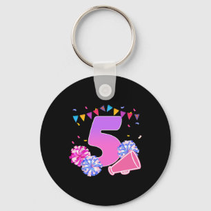 5 Year Old Birthday Cheerleading Girl 5th Party Keychain