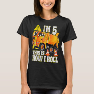 5 Year Old Birthday  Concrete Mixer Truck T-Shirt