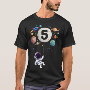 5 Year Old Birthday Planets Astronaut 5th Birthday T-Shirt