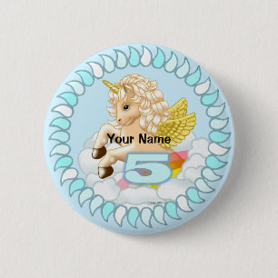5 year old Birthday Unicorn pin button