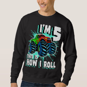 5 Year Old Boy Monster Truck Birthday Party 5th Bo Sweatshirt