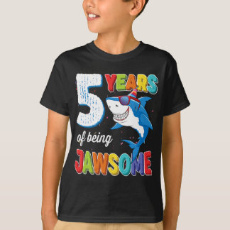 5 Year Old Boys Kids JawSome Shark 5th Birthday T-Shirt