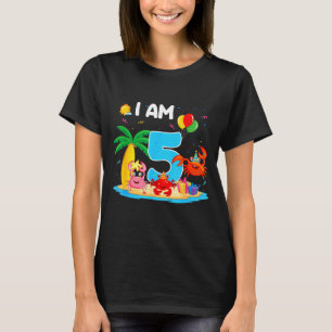 5 year old crab lover 5th crab theme beach summer T-Shirt