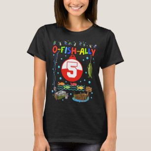 5 Year Old Fishing 5th Birthday Boy Bday Party Dec T-Shirt