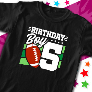 5 Year Old Football Party Theme 5th Birthday Boy T-Shirt