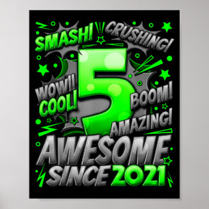 5 Year Old For Boys 5th Birthday Boy 5 Year Old Bo Poster