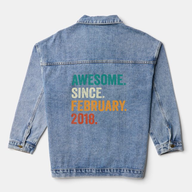 5 Year Old Gift Awesome Since February 2018 5th Bi Denim Jacket (Back)