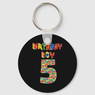 5 Year Old Gifts Building Blocks 5th Birthday Boys Keychain