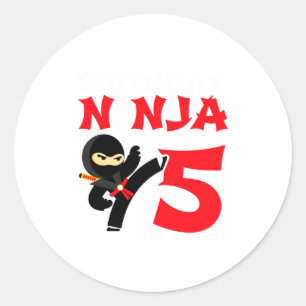 5 Year Old Karate Ninja Party Kids 5th Birthday T  Classic Round Sticker